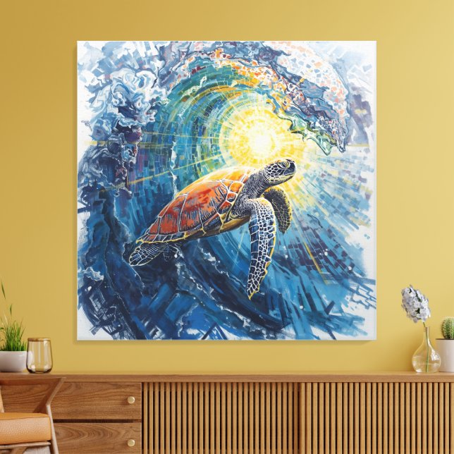 Impressão Em Tela Stained Sea Turtle (Insitu(Sala de estar))