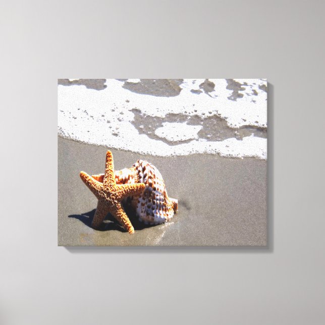 Impressão Em Tela Starfish E Shell (Frente)