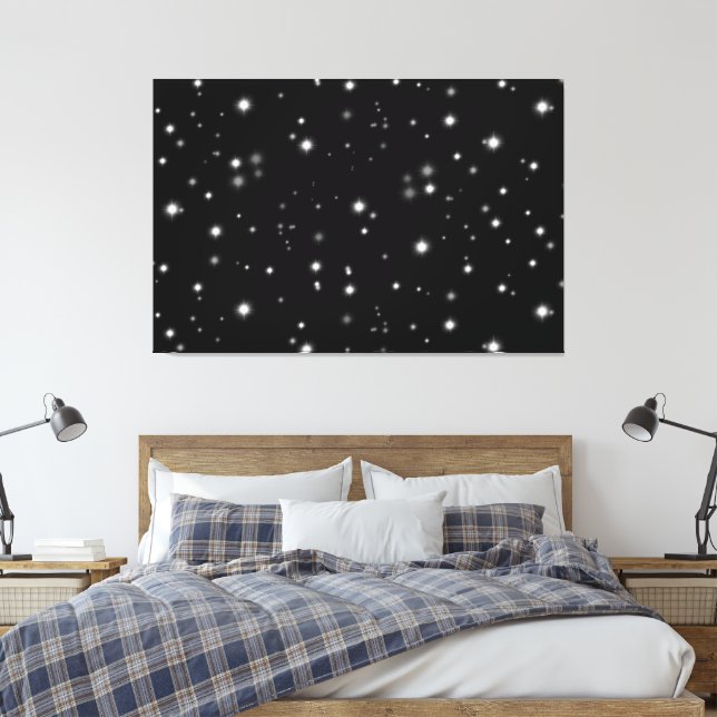 Impressão Em Tela Starlight Sparkles Black and White Stars (Insitu(Quarto))
