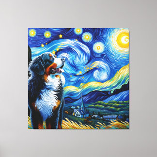 Impressão Em Tela Starry Bernese Mountain Dog