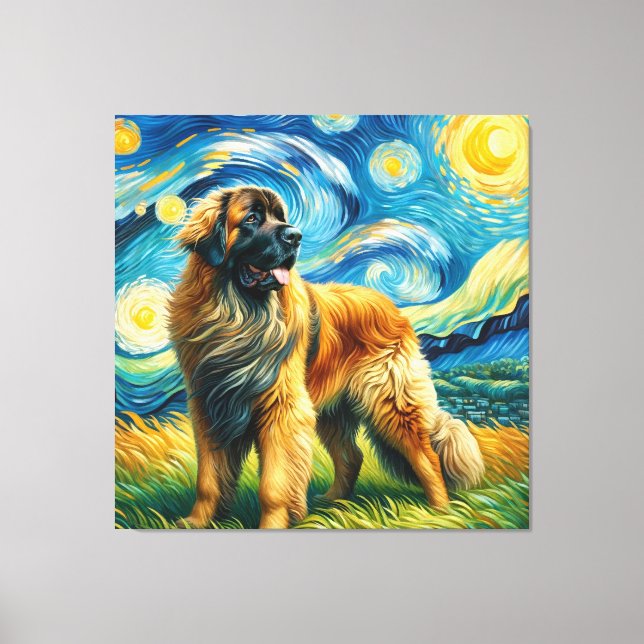 Impressão Em Tela Starry Leonberger Dog Portrait - Pet Portrait (Frente)