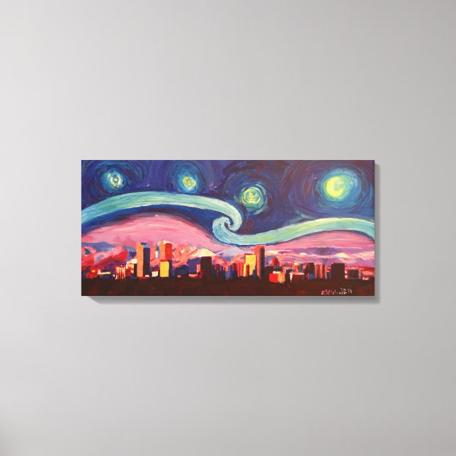 Impressão Em Tela Starry Night em Denver Colorado Skyline (Frente)