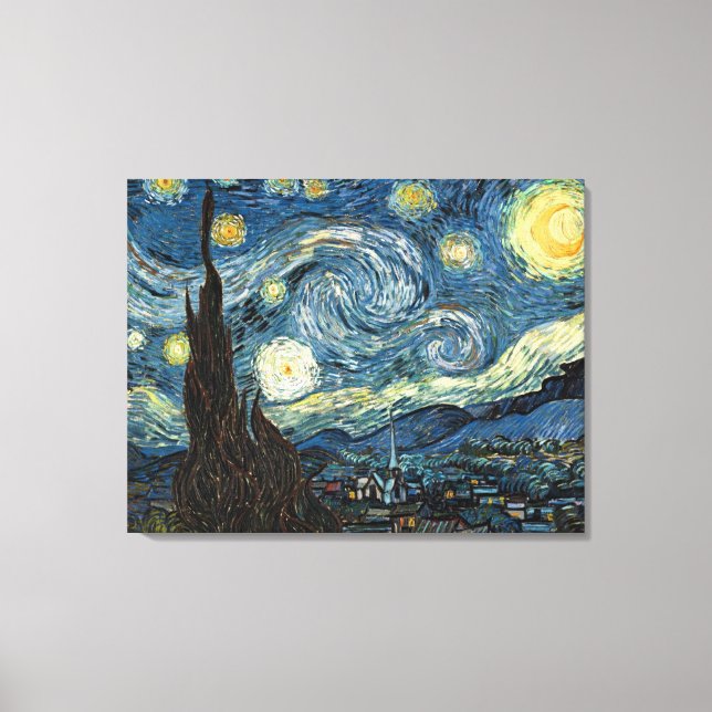 Impressão Em Tela Starry Night por Vincent van Gogh. Arte famosa (Frente)