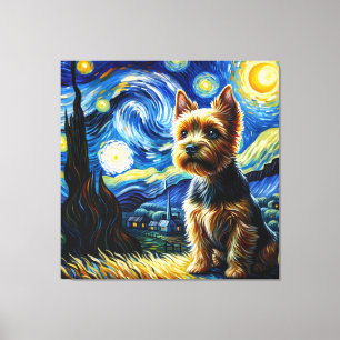 Impressão Em Tela Starry Norwich Terrier Dog Retrato - Retrato Pet