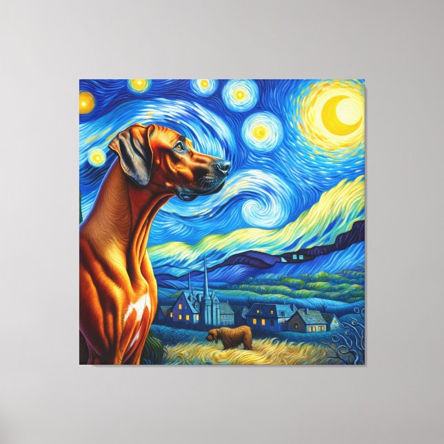 Impressão Em Tela Starry Rhodesian Ridgeback Dog Portrait (Frente)