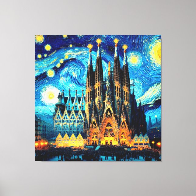 Impressão Em Tela Starry Sagrada Familia Barcelona (Frente)