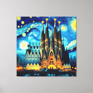 Impressão Em Tela Starry Sagrada Familia Barcelona