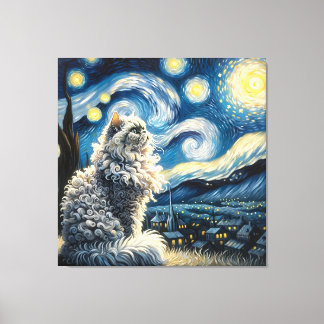 Impressão Em Tela Starry Selkirk Rex Cat Retrato - Retrato de Pet
