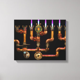 Impressão Em Tela Steampunk - Canalização - Iluminação da Menorah