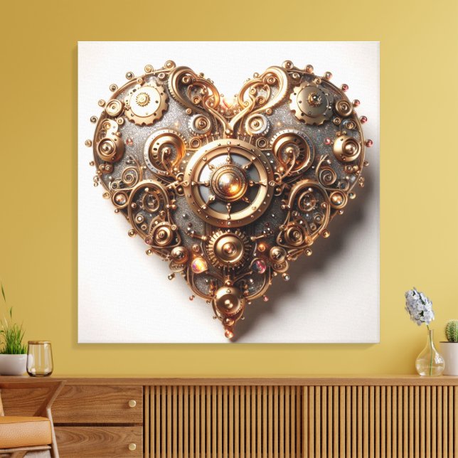 Impressão Em Tela Steampunk Elegant Clockwork Gear Heart (Insitu(Sala de estar))