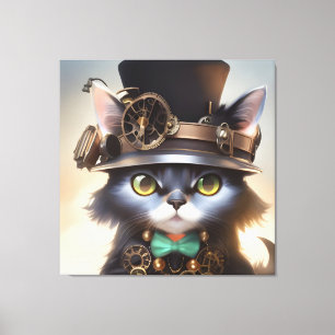 Impressão Em Tela Steampunk Kitten