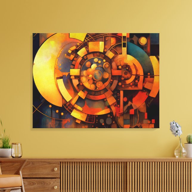 Impressão Em Tela Steampunk Solar Mechanism Abstract (Insitu(Sala de estar))