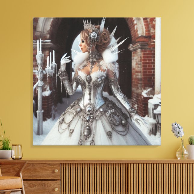 Impressão Em Tela Steampunk Victorian Industrial Winter Ice Queen (Insitu(Sala de estar))