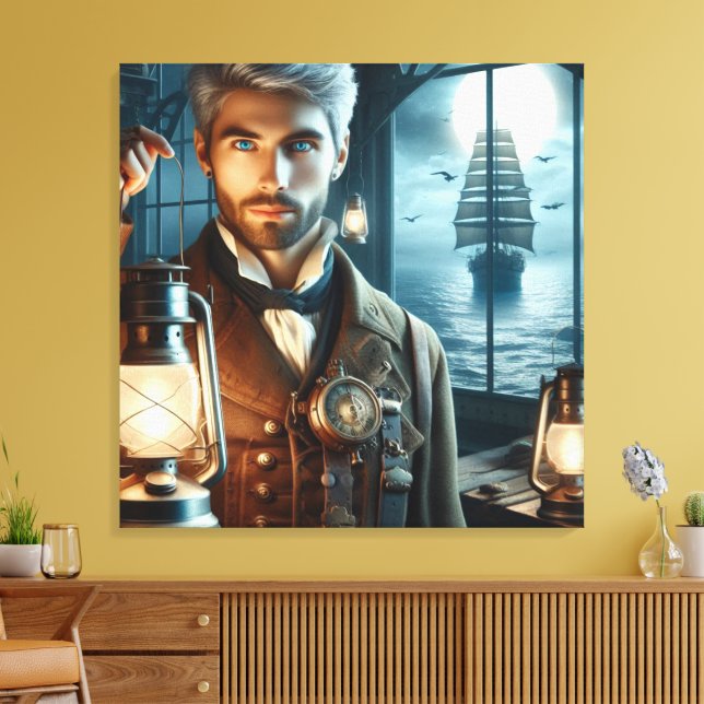Impressão Em Tela Steampunk Vintage Guardião Vitoriano (Insitu(Sala de estar))