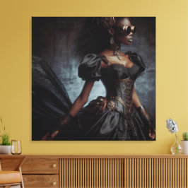 Impressão Em Tela Steampunk Vintage Victorian Lady Black Raven