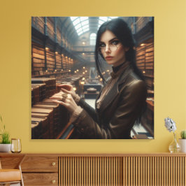 Impressão Em Tela Steampunk Vintage Victorian Lady Librarian