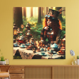 Impressão Em Tela Steampunk Vintage Victorian Lady Mad Hatter