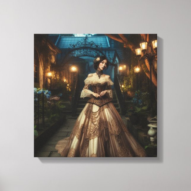 Impressão Em Tela Steampunk Vintage Victorian Moonlight Lady (Frente)