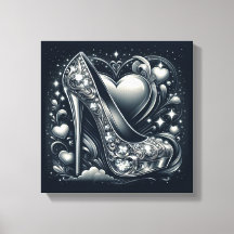 Stiletto High Heels com Corações e Diamantes