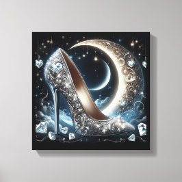 Impressão Em Tela Stiletto High Heels com Lua Crescente e Diamante