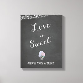 Impressão Em Tela String Lights Mason Jar Chalkboard LOVE é SWEET