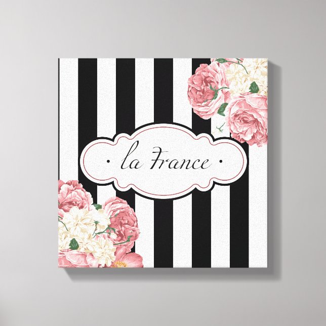 Impressão Em Tela Stripes e Rosas Franceses (Frente)