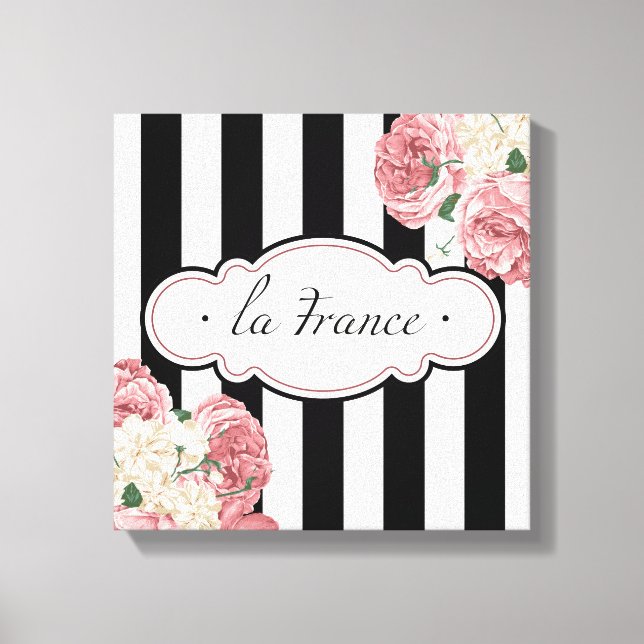 Impressão Em Tela Stripes e Rosas Franceses (Frente)