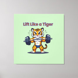 Impressão Em Tela **Strong Tiger – Cute Tiger Lifting Weights Illust