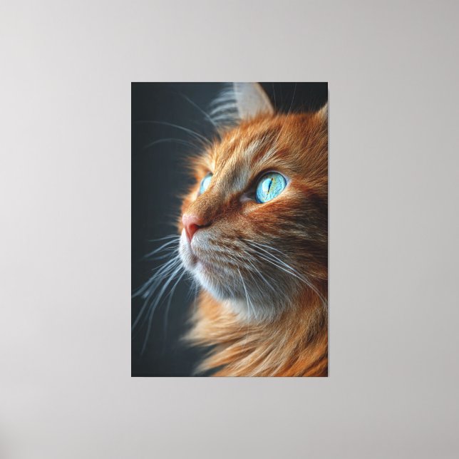 Impressão Em Tela Stunning Fluffy Ginger Cat Profile - Blue Eyed (Frente)