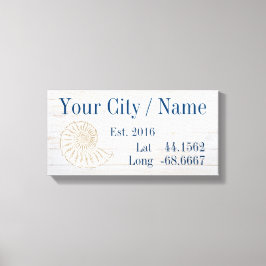 Impressão Em Tela Sua cidade ou nome da família Latitude e Longitude