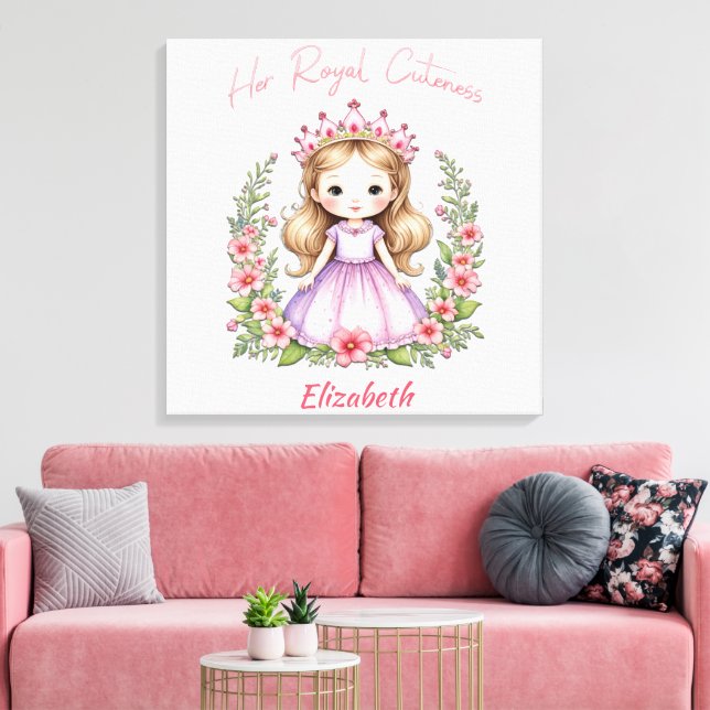 Impressão Em Tela Sua Cutena Real Rosa Princesa Rosa Imprime (Insitu(Sala de estar))