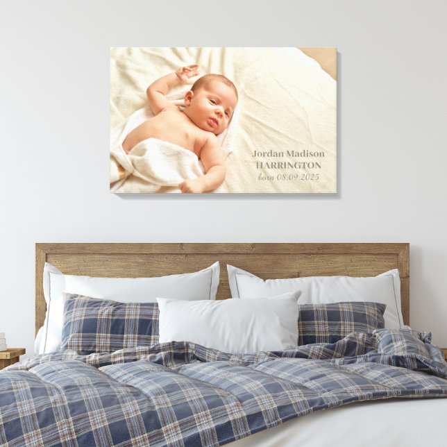Impressão Em Tela Sua Foto e Texto Personalizado Bebê (Insitu(Quarto))