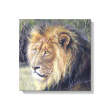 "Sua Majestade" Tela de 14" x 14" Impressão do Leã