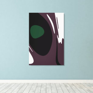 Impressão Em Tela Submersão: Abstrato preto, branco, roxo e verde