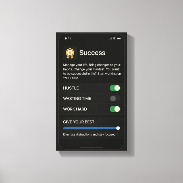 Impressão Em Tela Success Settings: Optimize Your Life (Frente)