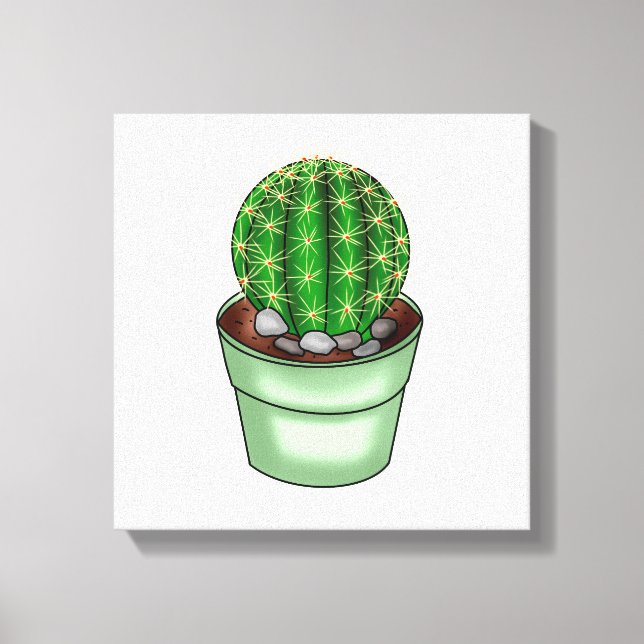 Impressão Em Tela Suculente de Cactus desenhado à mão (Frente)