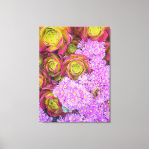 Impressão Em Tela Suculente e Flores