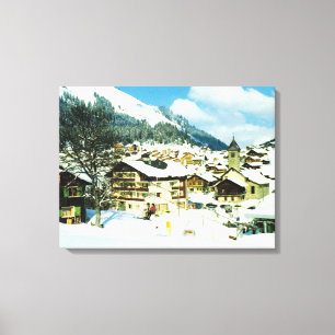 Impressão Em Tela Suiça do vintage, estância de esqui de Morgins
