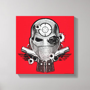 Impressão Em Tela Suicide Squad Deadshot Mask & Guns Tattoo Art
