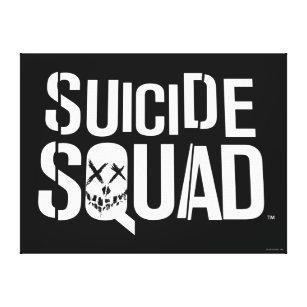 Impressão Em Tela Suicide Squad   White Logo