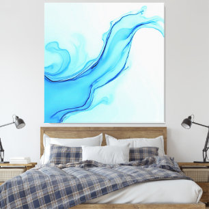 Impressão Em Tela Sujidade de Arte Líquida Eetal Azul