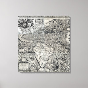 Impressão Em Tela Sul e parte de America do Norte - panorâmico