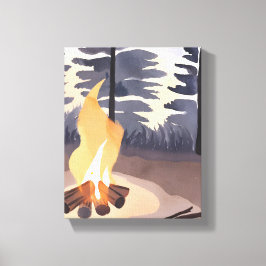 Impressão Em Tela Summer Campfire | Paisagem da Natureza da Aquarela