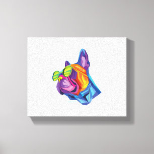 Impressão Em Tela Summer French Buldogue Puppy Colorful