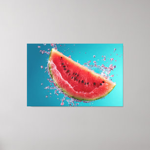 Impressão Em Tela Summer Surge: Watermelon Splash on Turquoise