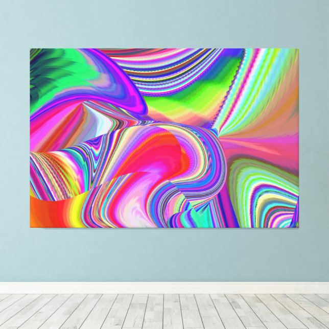 Impressão Em Tela Summerrainbow, Abstrato 3D Rainbowart (Insitu(piso de madeira))