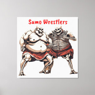 Impressão Em Tela Sumo Skeleton Wrestlers Em Ação