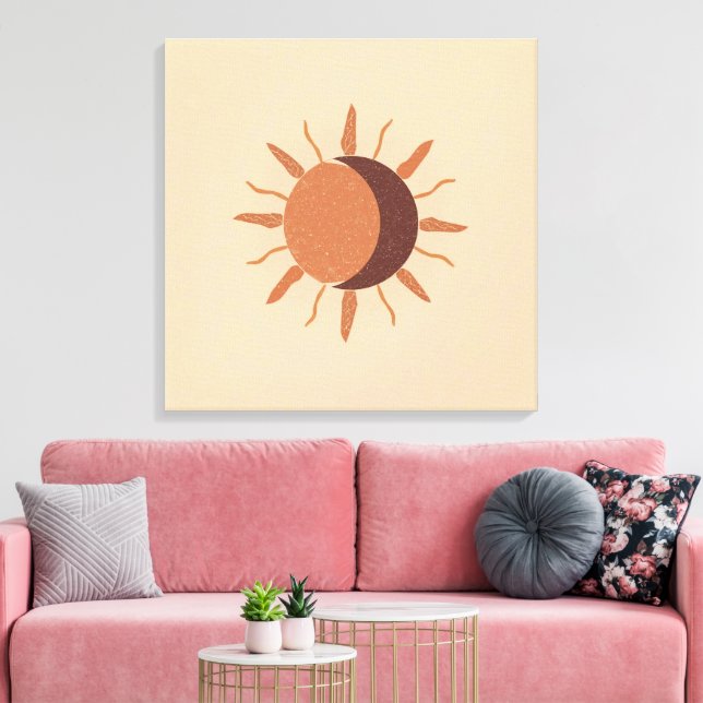 Impressão Em Tela Sun and Moon – Boho Celestial  | Sacred Balance (Insitu(Sala de estar))