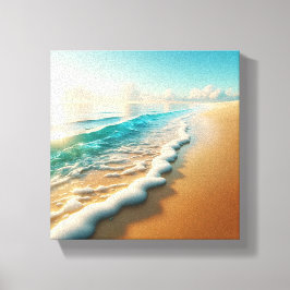 Impressão Em Tela Sun-Drenched Golden Beach with Thick White Seafoam