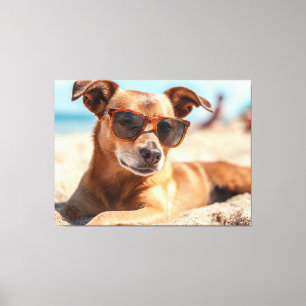 Impressão Em Tela Sun, Sand, and Style: The Ultimate Beach Dog